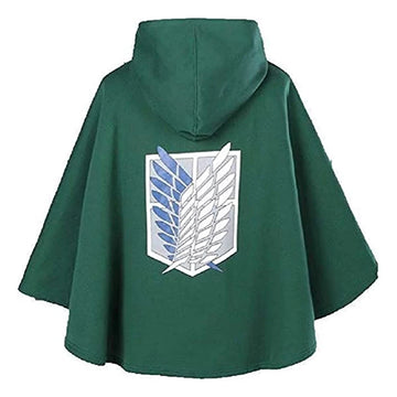 KuroHaven Groene Cosplay Cape – Unisex Japanse Stijl met Capuchon