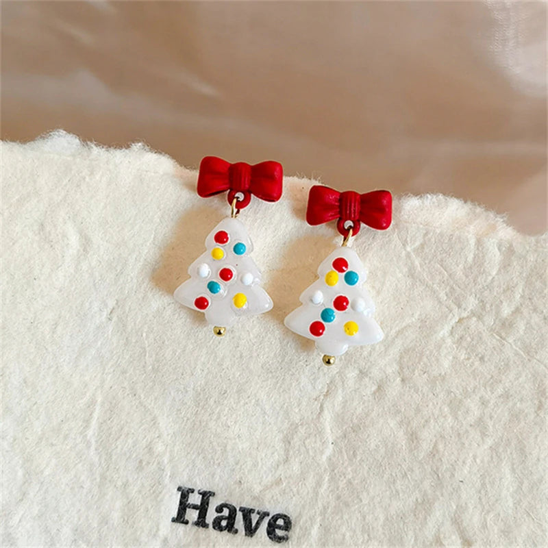 Crystaléa – Green Crystal Christmas Tree Earrings with Hairball