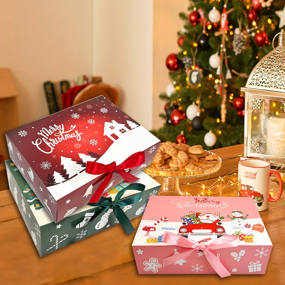 Grote Kerstcadeaudozen met Deksels - Set van 12 in Rood, Groen, Roze en Wit 1