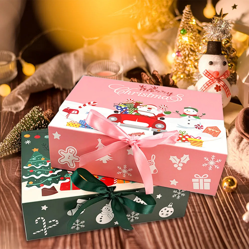 Grote Kerstcadeaudozen met Deksels - Set van 12 in Rood, Groen, Roze en Wit 2