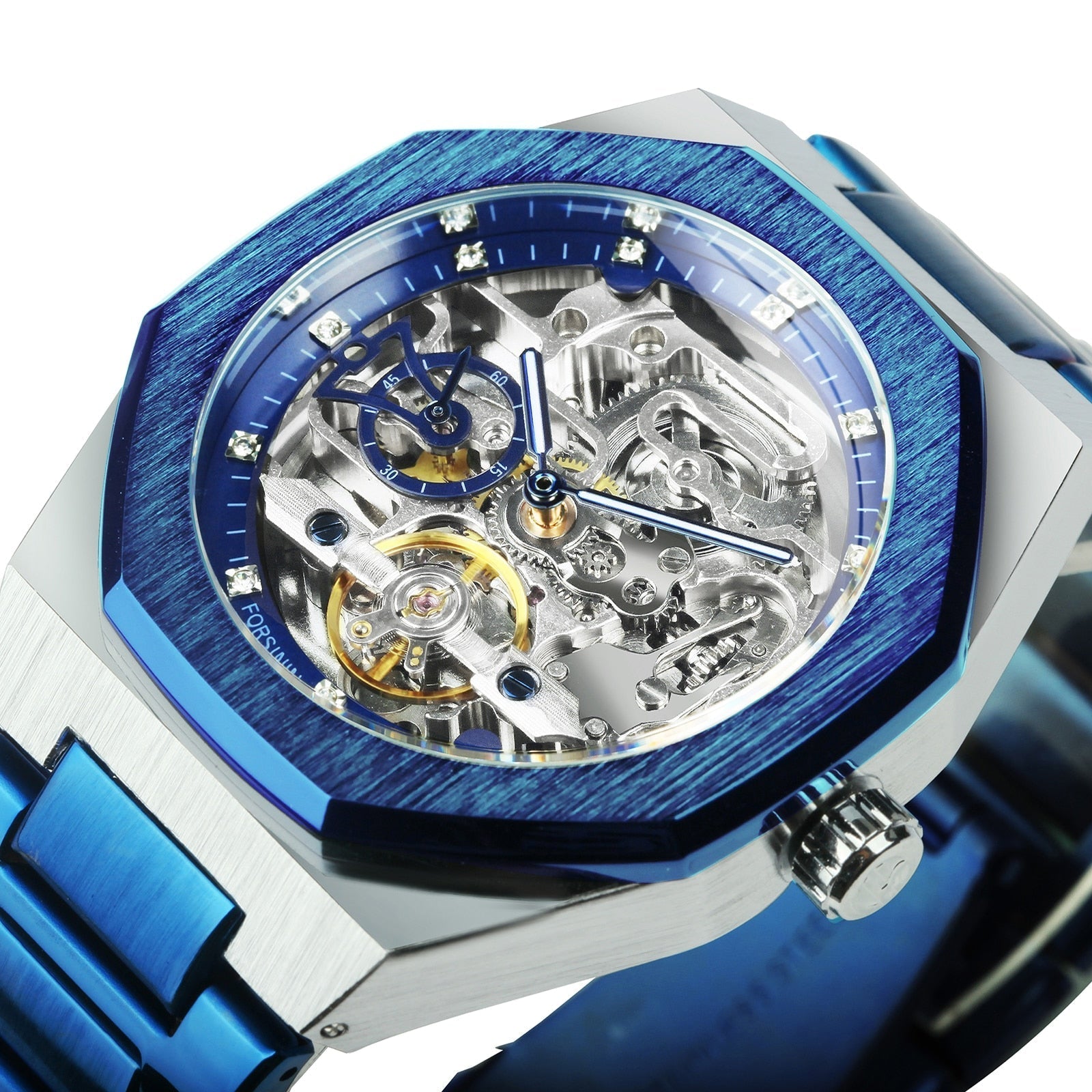 Melzano Skeleton Automatik Horloge - Roestvrijstalen Band met Opengewerkt Mechanisch Uurwerk