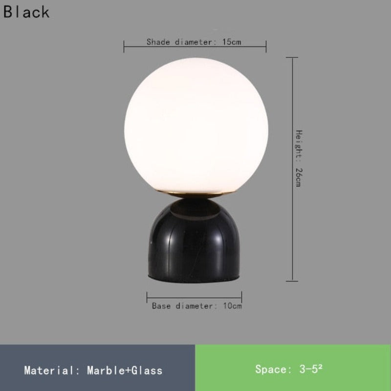 Marbela – Noordse marmeren tafellamp met glazen kap – Bedlamp LED