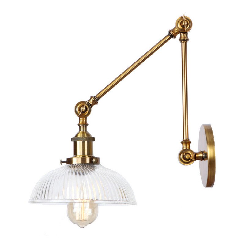 Rustaro – Lámpara de pared vintage con pantalla de vidrio – Brazo industrial ajustable