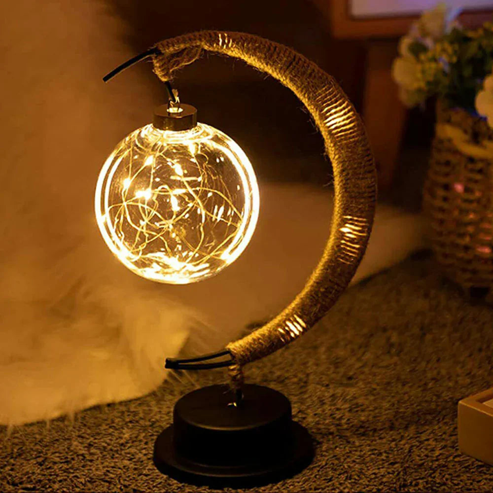 LunaGlow – Atmospheric LED moon lamp with half moon stand