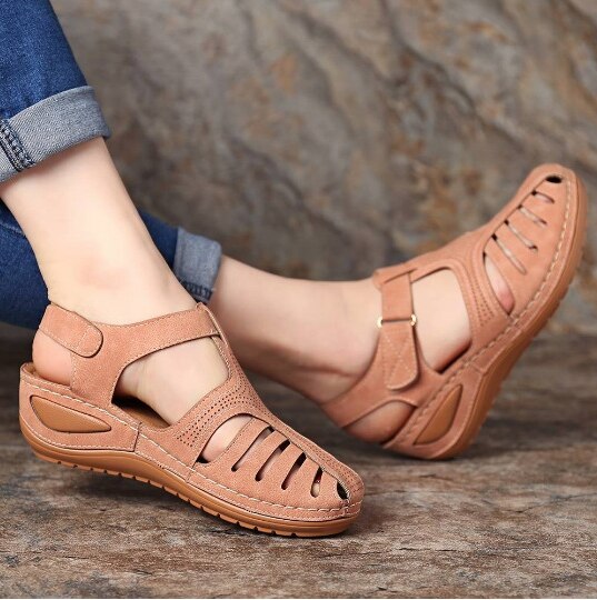 Retro Leren Sandalen Dames | Tijdloos Design & Comfortabel