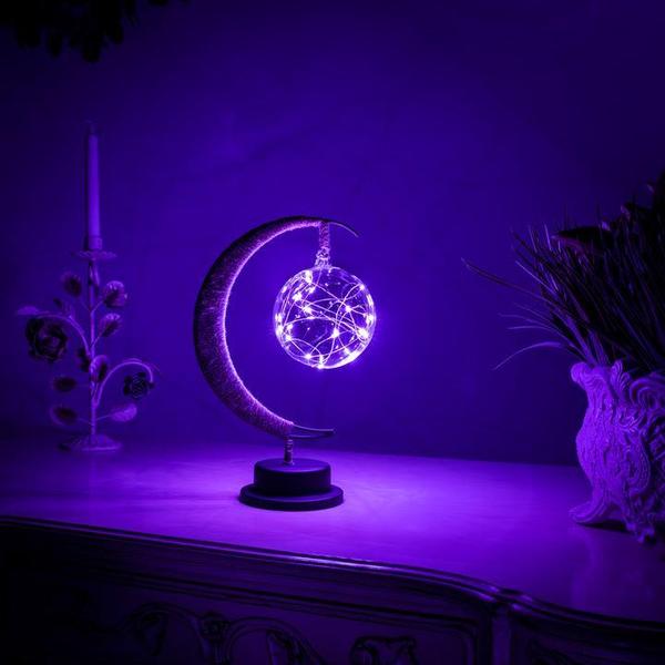 LunaGlow – Atmospheric LED moon lamp with half moon stand