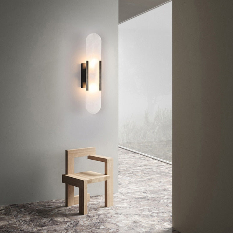 Márbilo – Lámpara de pared de mármol natural – Diseño de cobre LED de lujo