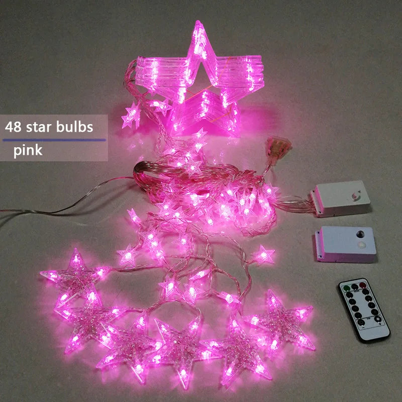 LumaFest – LED Light String Star Curtain – Indoor & Outdoor
