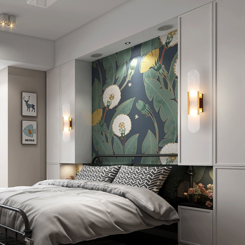 Márbilo – Lámpara de pared de mármol natural – Diseño de cobre LED de lujo