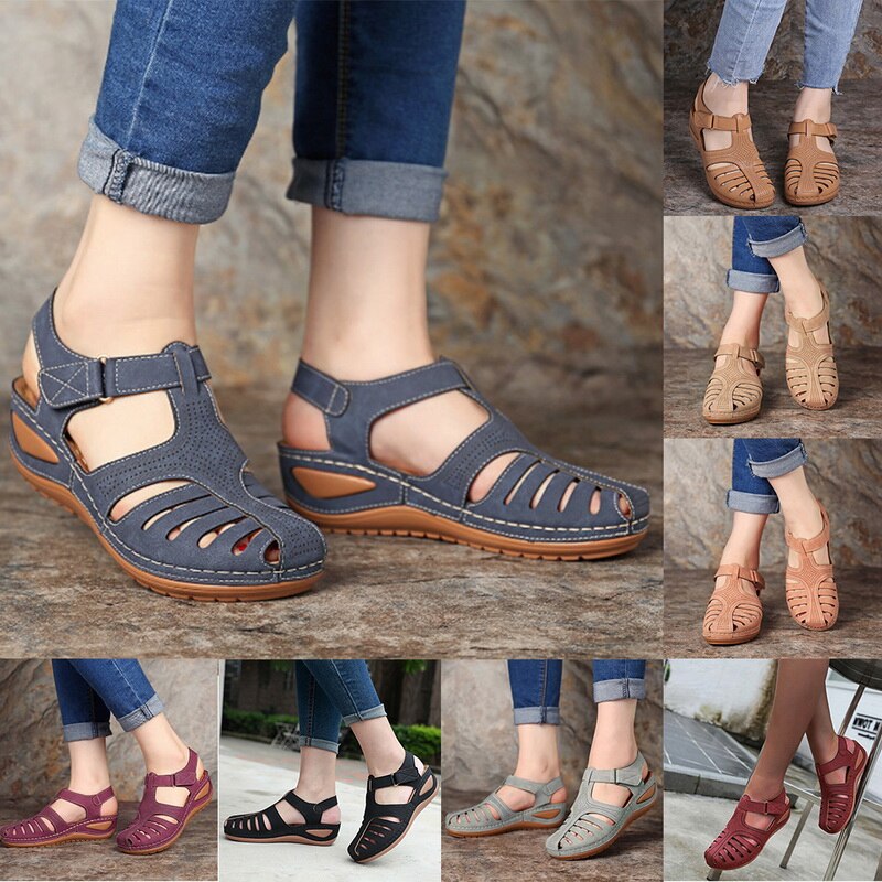 Retro Leren Sandalen Dames | Tijdloos Design & Comfortabel