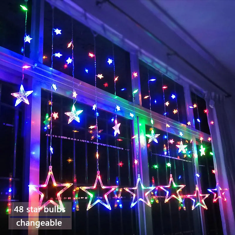 LumaFest – LED Light String Star Curtain – Indoor & Outdoor