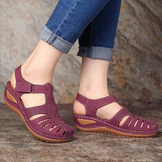 Retro Leren Sandalen Dames | Tijdloos Design & Comfortabel