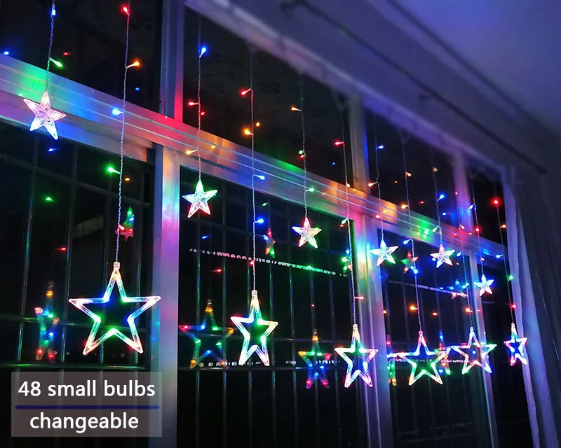 LumaFest – LED Light String Star Curtain – Indoor & Outdoor