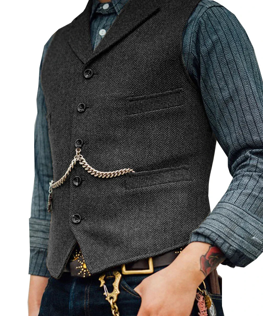 Melzano Hortu – Traditionele Slim-Fit Gilet van Tweed voor Heren