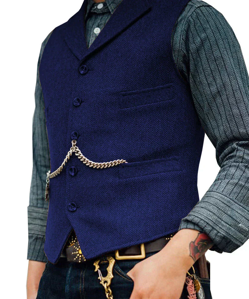 Melzano Hortu – Traditionele Slim-Fit Gilet van Tweed voor Heren