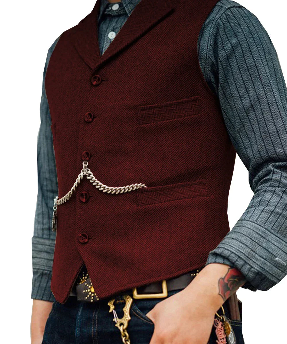 Melzano Hortu – Traditionele Slim-Fit Gilet van Tweed voor Heren