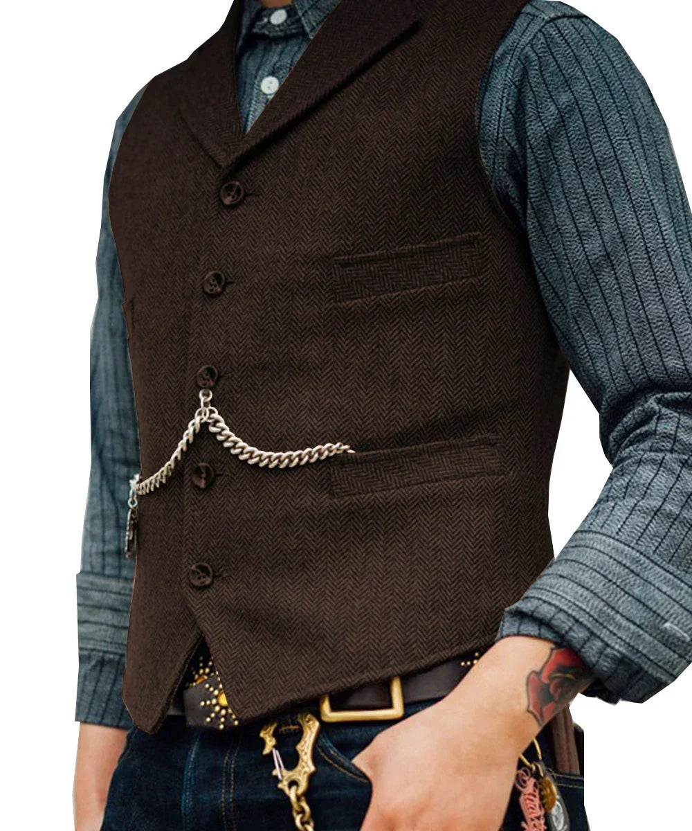 Melzano Hortu – Traditionele Slim-Fit Gilet van Tweed voor Heren