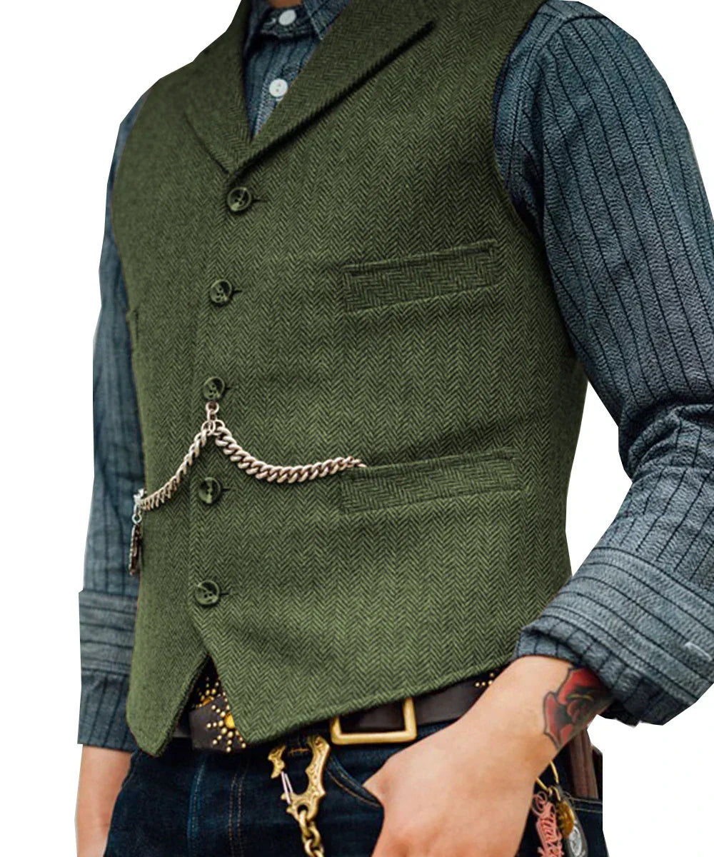 Melzano Hortu – Traditionele Slim-Fit Gilet van Tweed voor Heren