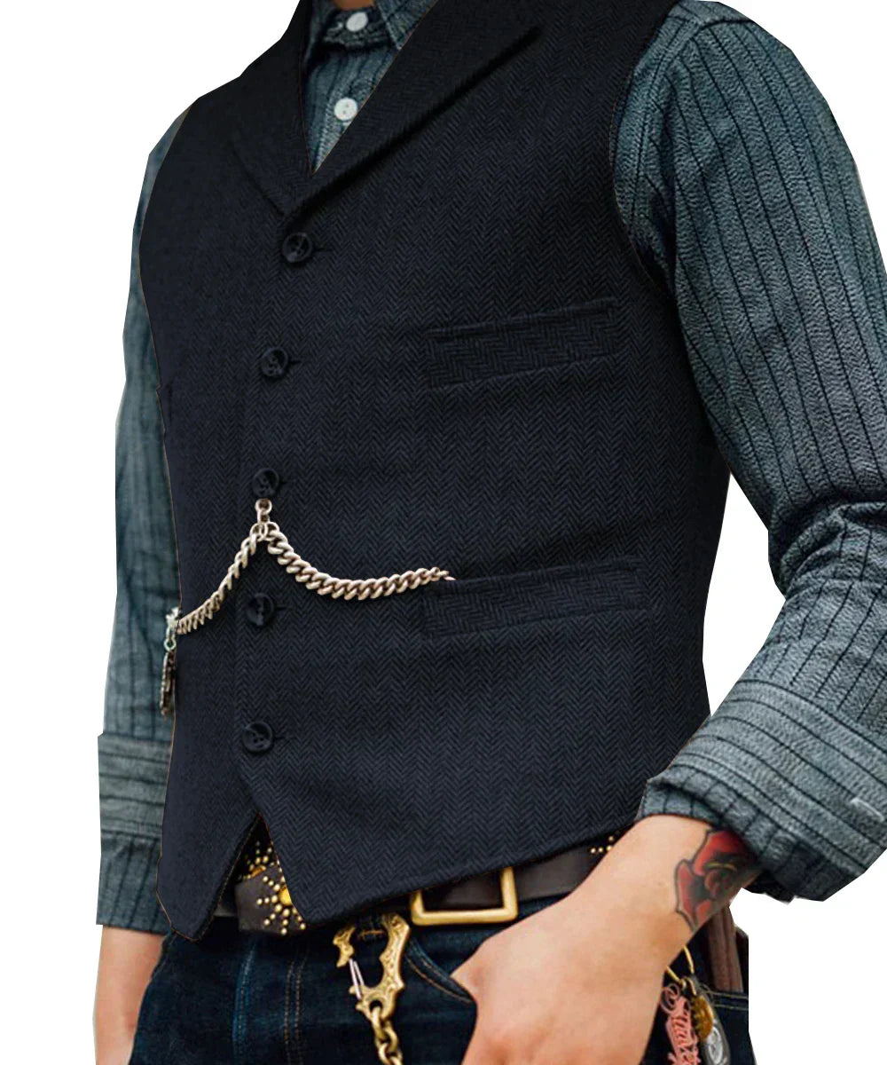 Melzano Hortu – Traditionele Slim-Fit Gilet van Tweed voor Heren