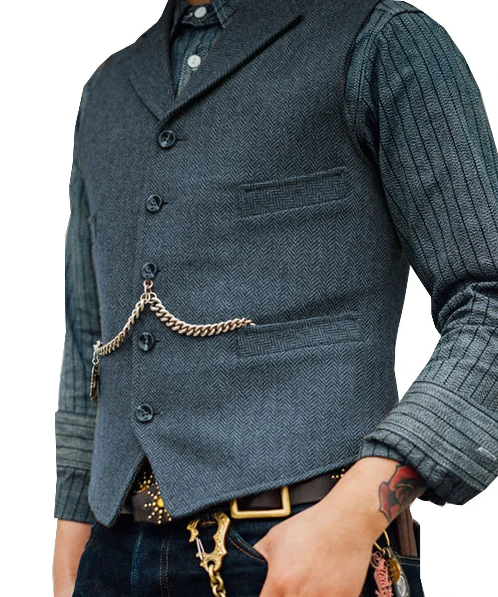 Melzano Hortu – Traditionele Slim-Fit Gilet van Tweed voor Heren