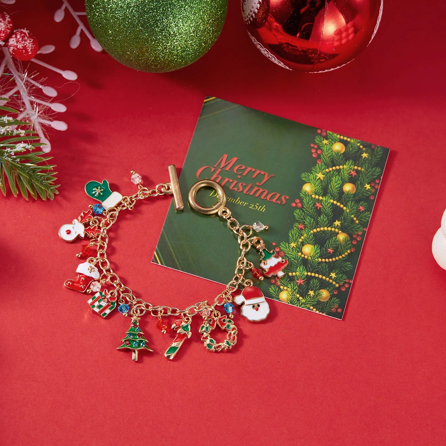 Pulseras navideñas hechas a mano para mujeres - Joyas festivas para las fiestas
