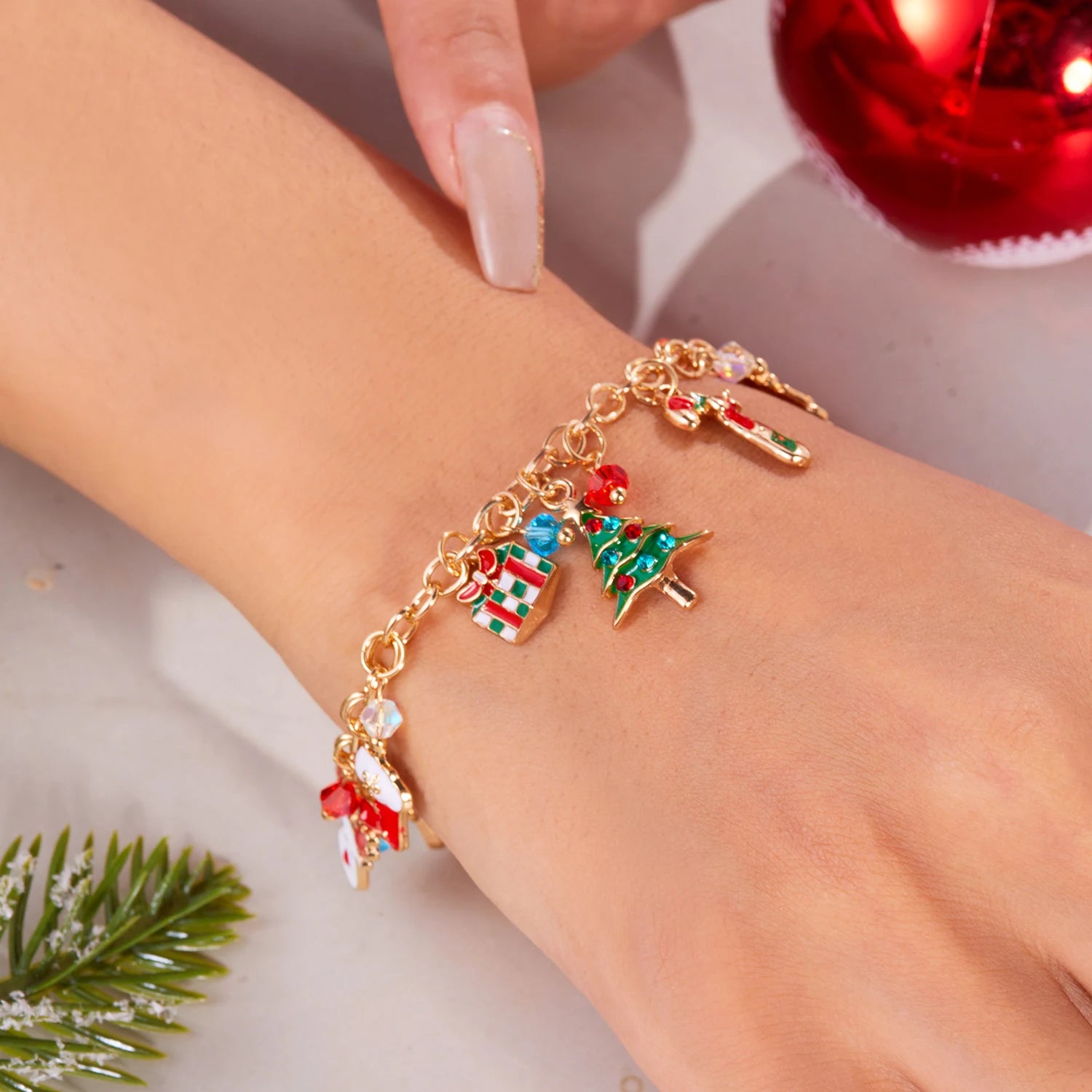 Pulseras navideñas hechas a mano para mujeres - Joyas festivas para las fiestas
