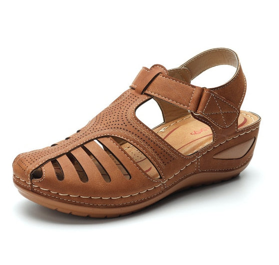 Retro Leren Sandalen Dames | Tijdloos Design & Comfortabel