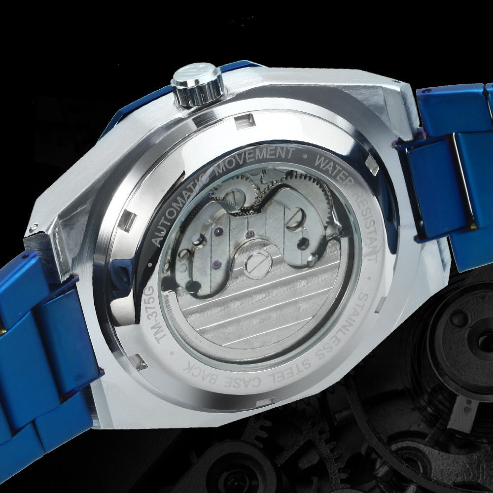 Melzano Skeleton Automatik Horloge - Roestvrijstalen Band met Opengewerkt Mechanisch Uurwerk