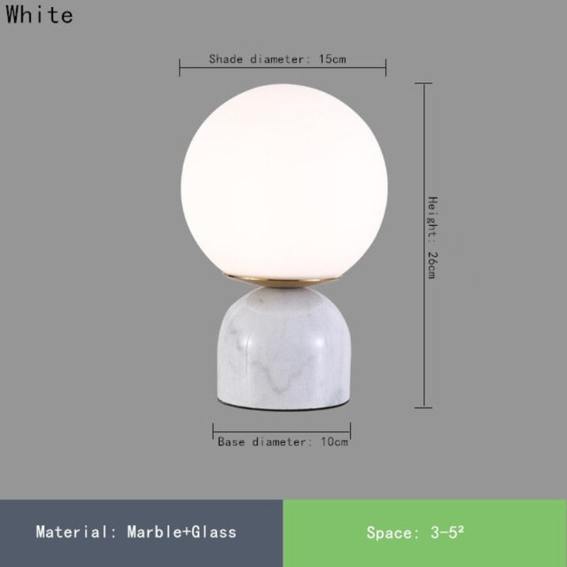 Marbela – Noordse marmeren tafellamp met glazen kap – Bedlamp LED