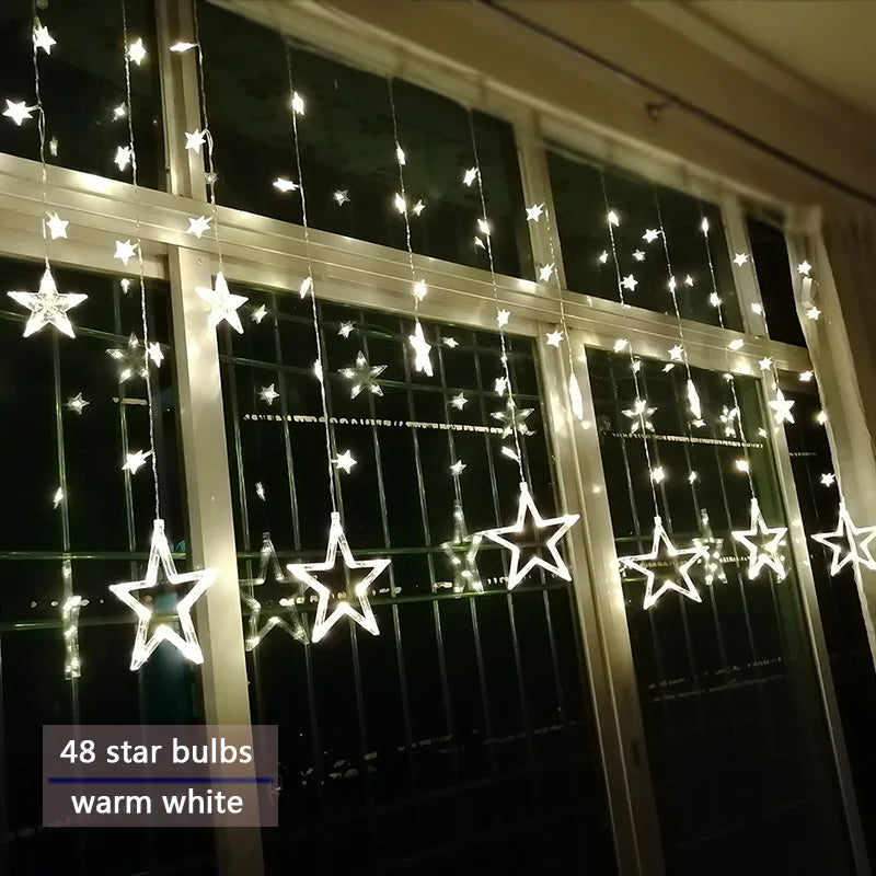 LumaFest – LED Light String Star Curtain – Indoor & Outdoor