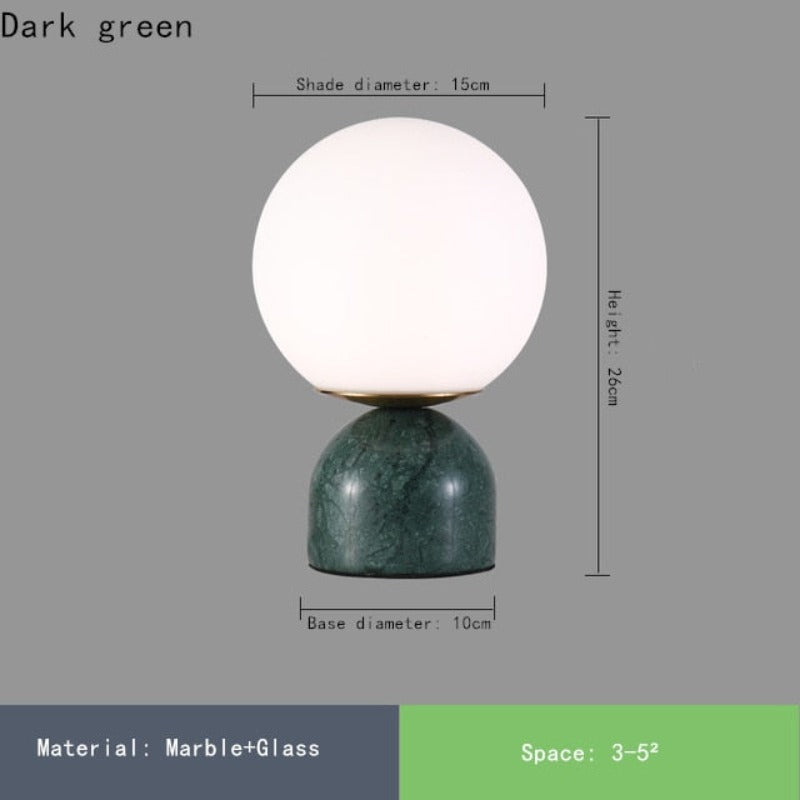Marbela – Noordse marmeren tafellamp met glazen kap – Bedlamp LED