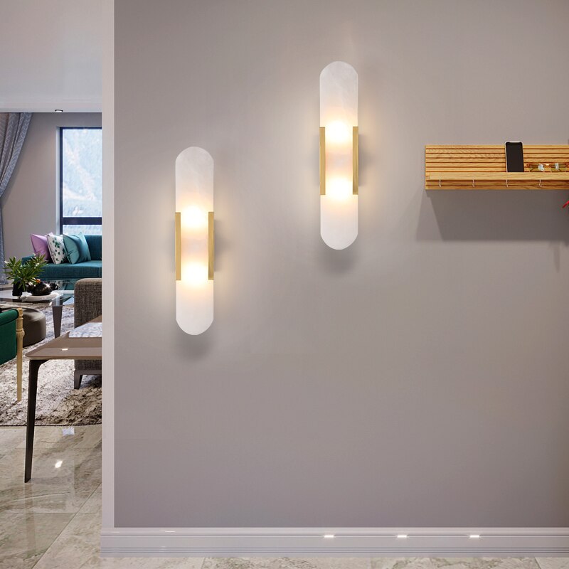 Márbilo – Lámpara de pared de mármol natural – Diseño de cobre LED de lujo