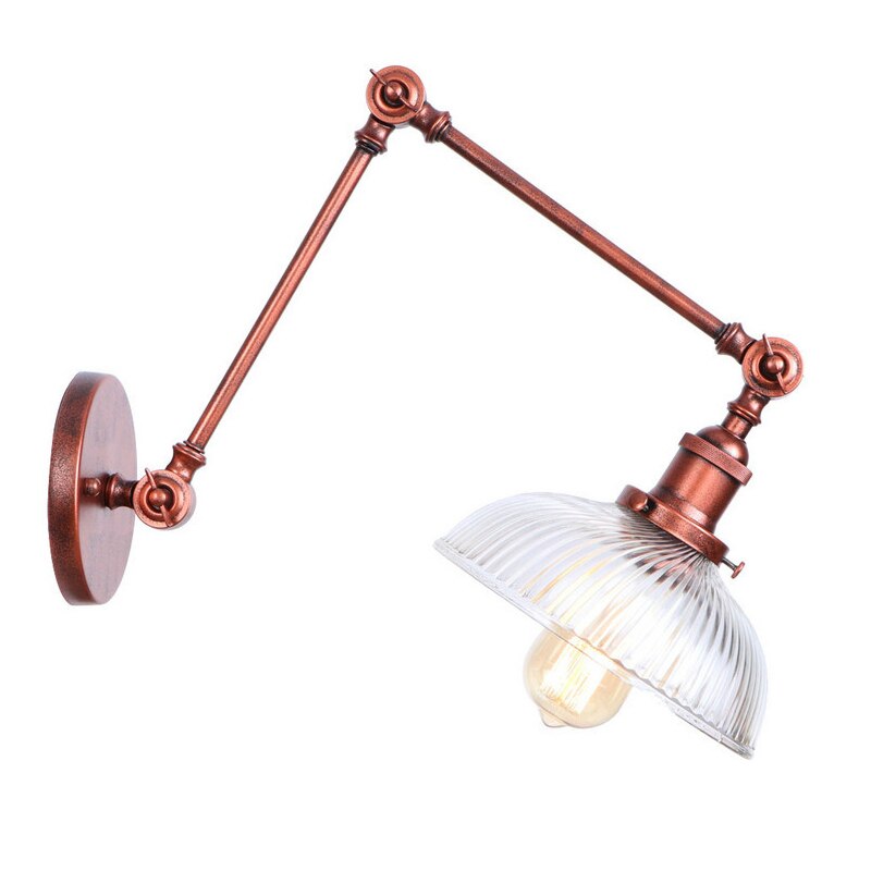Rustaro – Lámpara de pared vintage con pantalla de vidrio – Brazo industrial ajustable