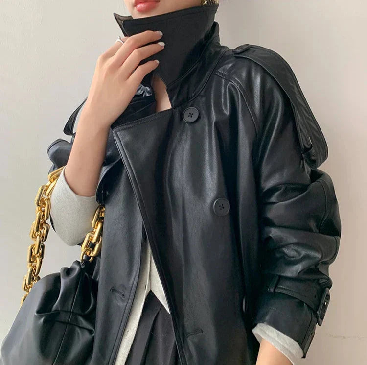 Romaniaz Leren Jas Dames | Tijdloze Lederlook met Elegante Details