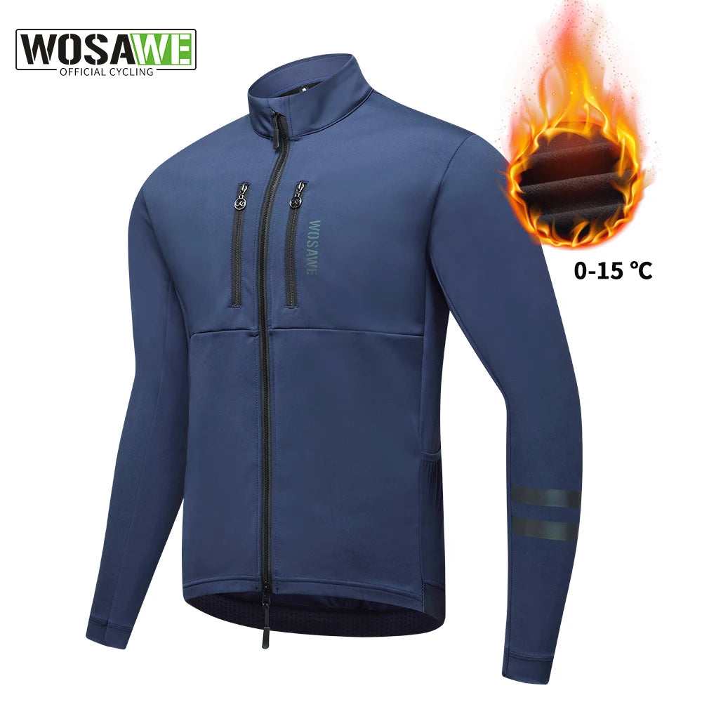 Nordvex Fietsjack Heren – Winddicht Thermisch Fleecejack met Reflecterende Details & Meerdere Zakken