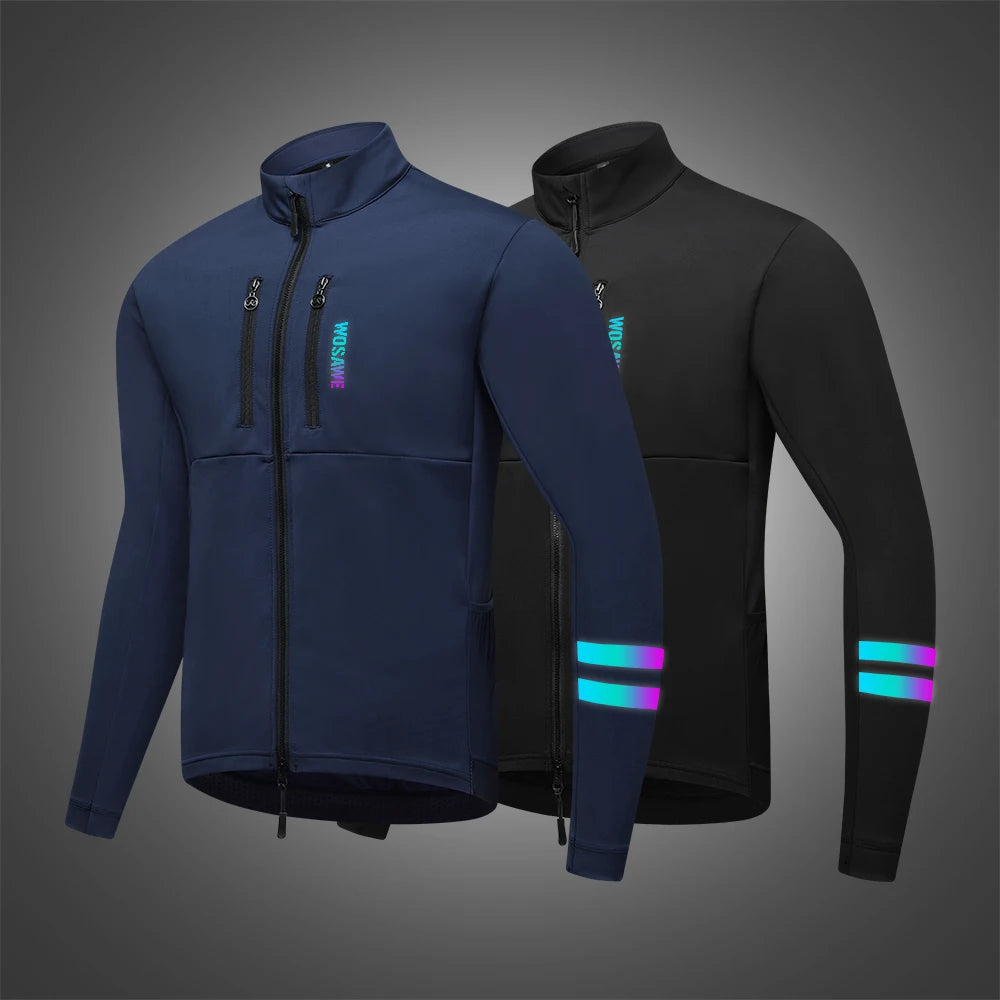 Nordvex Fietsjack Heren – Winddicht Thermisch Fleecejack met Reflecterende Details & Meerdere Zakken