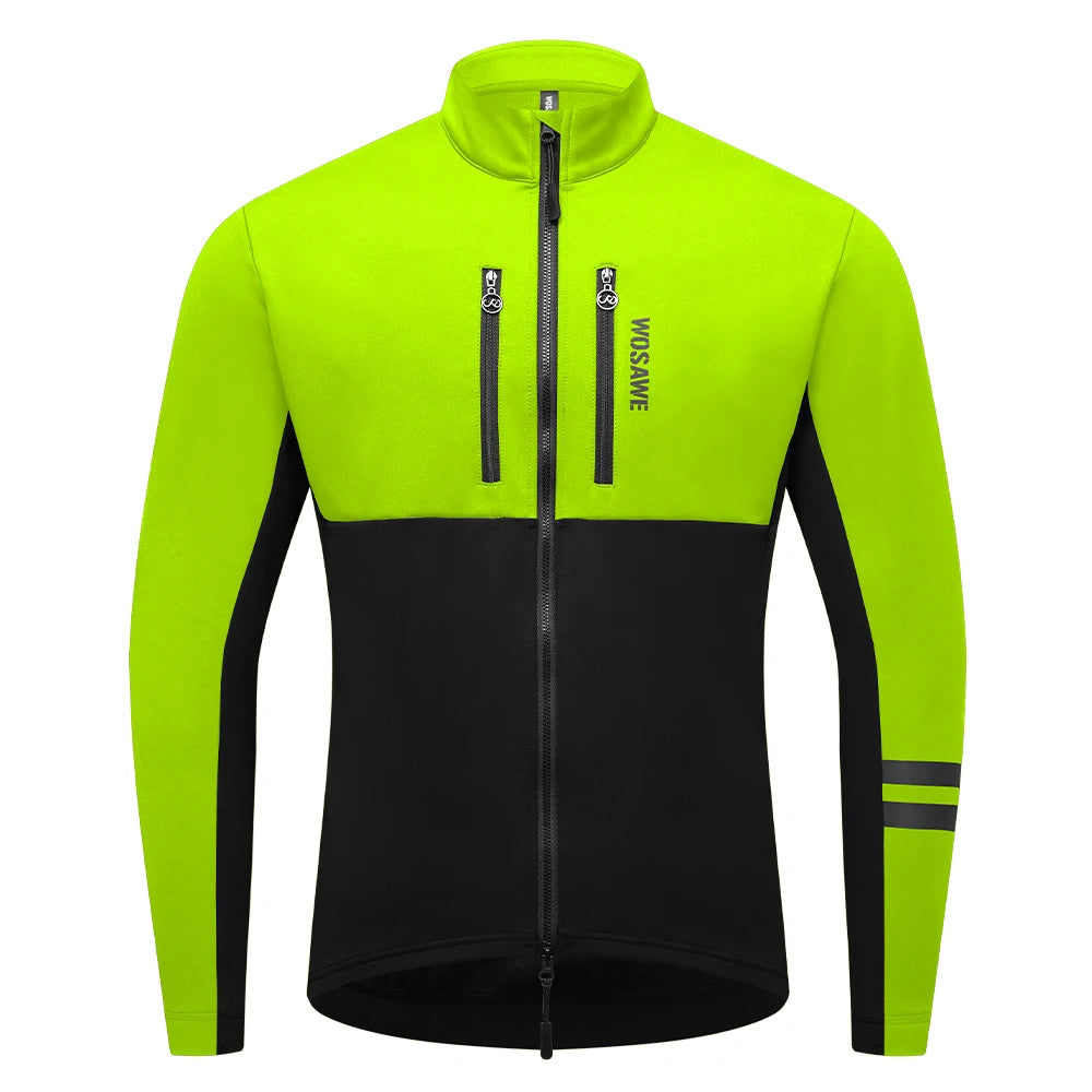 Nordvex Fietsjack Heren – Winddicht Thermisch Fleecejack met Reflecterende Details & Meerdere Zakken