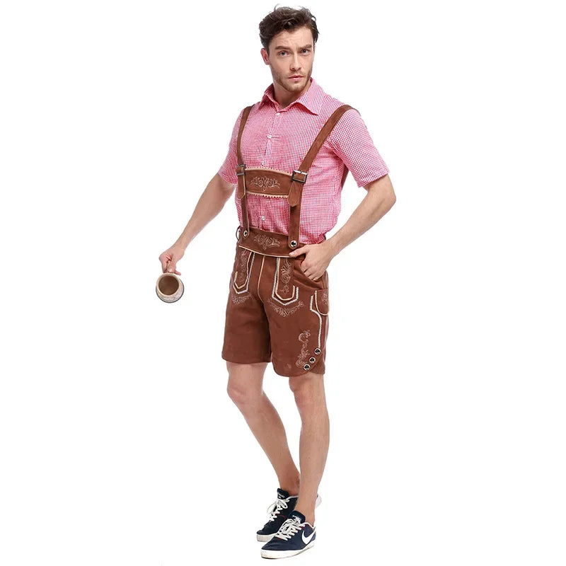 BavariaGent – Heren lederhosen set met overhemd & hoed – Wiesn-look voor mannen