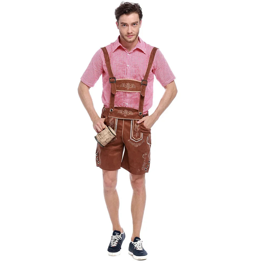 BavariaGent – Heren lederhosen set met overhemd & hoed – Wiesn-look voor mannen