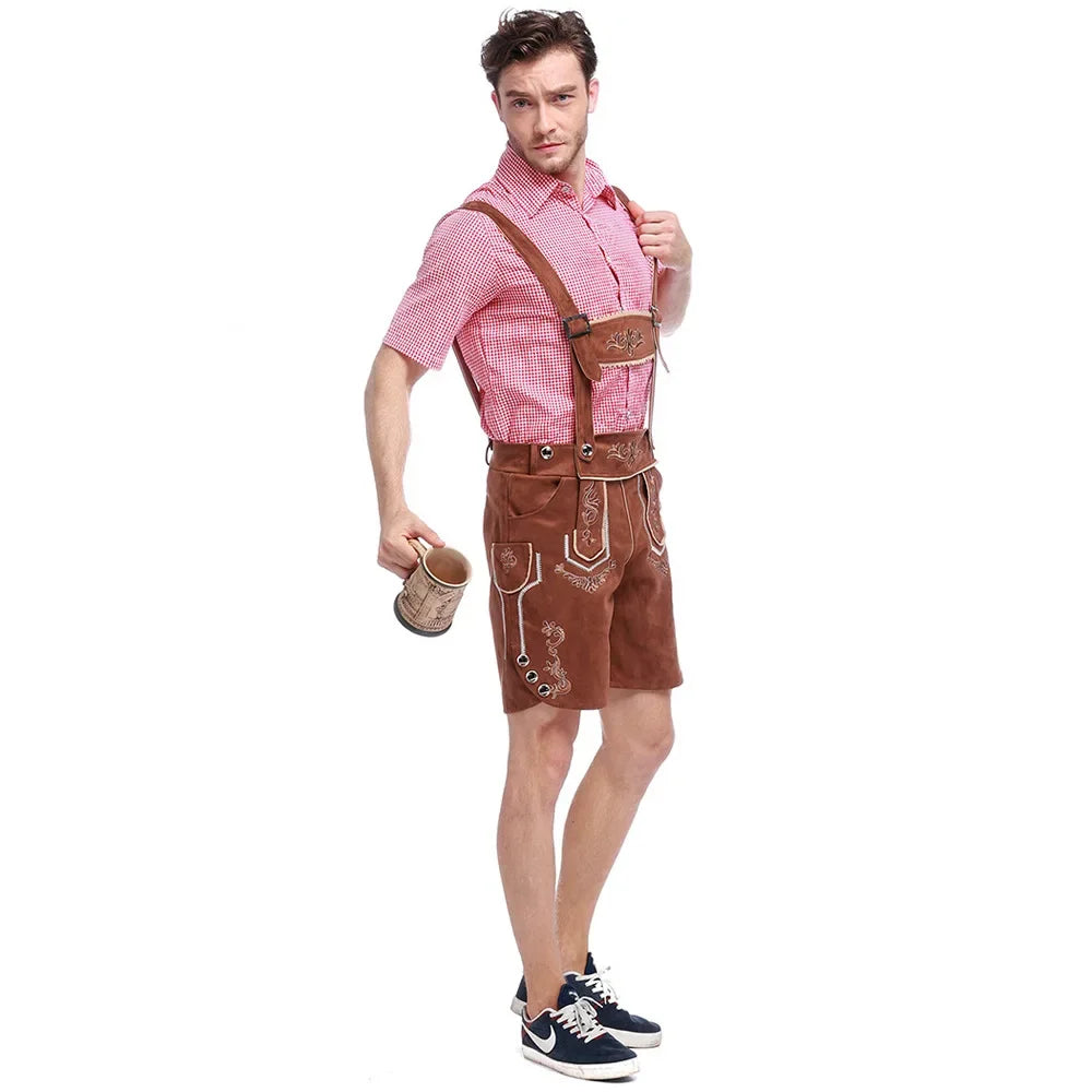 BavariaGent – Heren lederhosen set met overhemd & hoed – Wiesn-look voor mannen