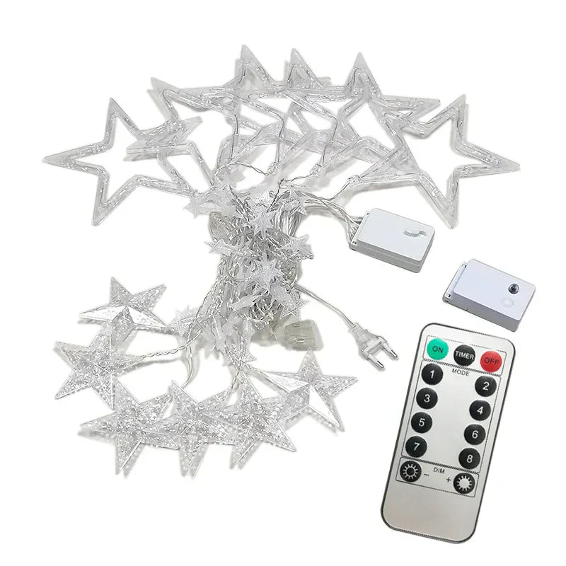 LumaFest – LED Light String Star Curtain – Indoor & Outdoor