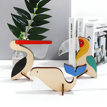 WildGlow Wooden Animal Table Lamp - Magical Night Light for Children's Rooms