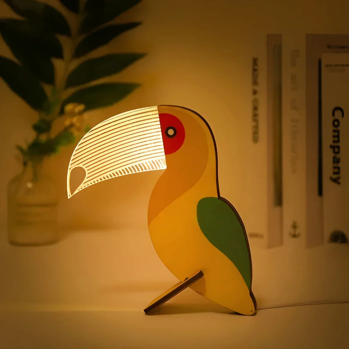 WildGlow Wooden Animal Table Lamp - Magical Night Light for Children's Rooms