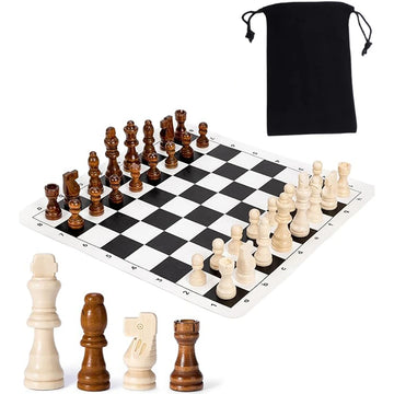Chessaro Houten Schaakstukken Set – 32-Delig, Massief Hout met Klassiek Ontwerp voor Alle Niveaus