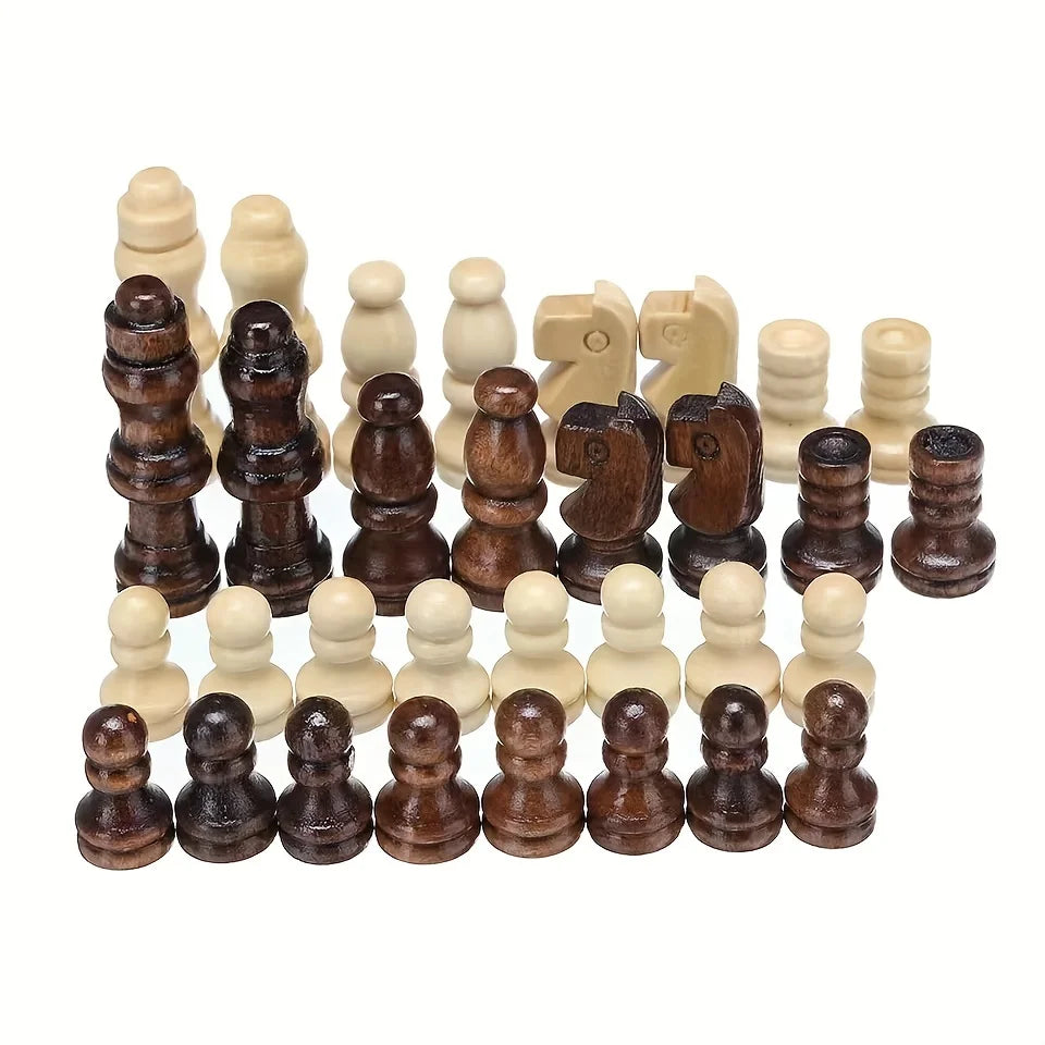 Chessaro Houten Schaakstukken Set – 32-Delig, Massief Hout met Klassiek Ontwerp voor Alle Niveaus
