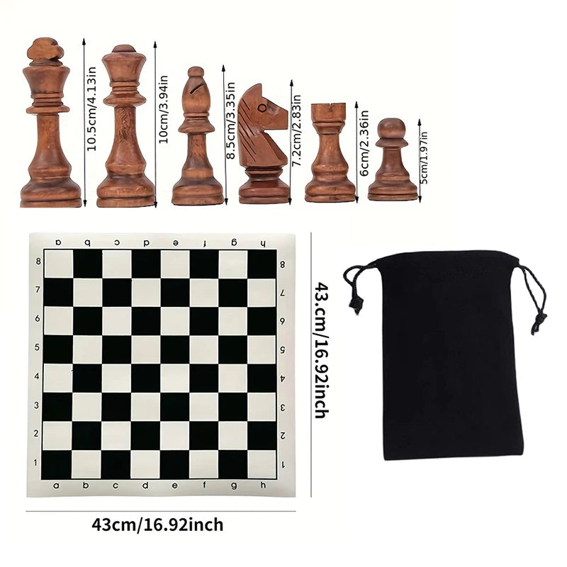 Chessaro Houten Schaakstukken Set – 32-Delig, Massief Hout met Klassiek Ontwerp voor Alle Niveaus