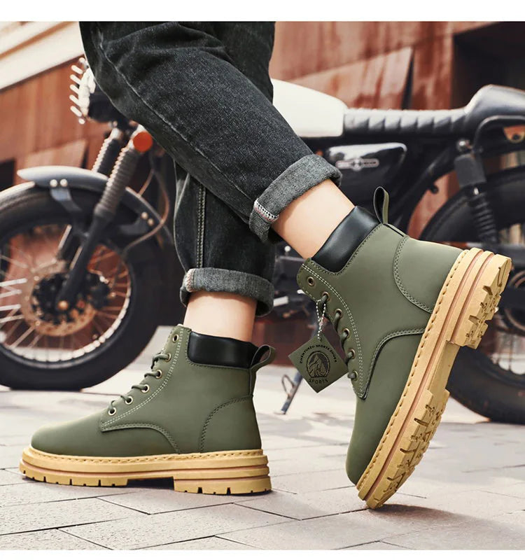 Hugaro – Botas de moto de cuero para hombre, repelentes al agua, listas para el invierno