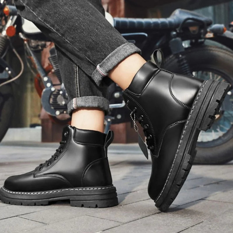 Hugaro – Botas de moto de cuero para hombre, repelentes al agua, listas para el invierno