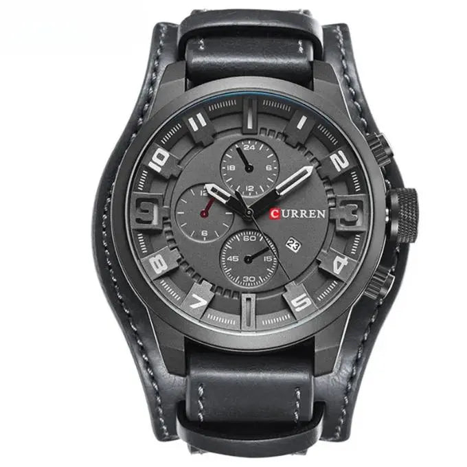 Montaro Herenchronograaf – Quartz Horloge met Leren Band & Stopwatch