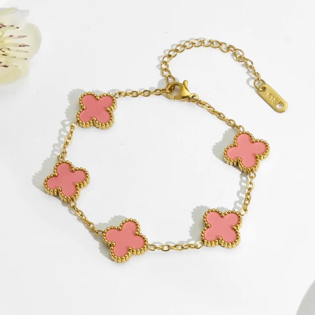 Klaverblad Armband – Dubbelzijdige Roestvrijstalen Elegantie